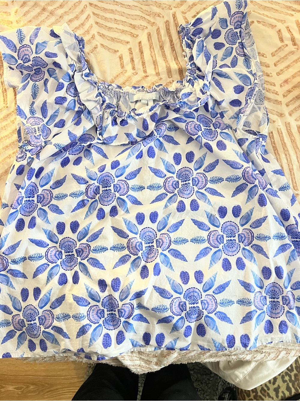 Hill House Blue and White Floral Off-Shoulder Top - Picture 3 of 4